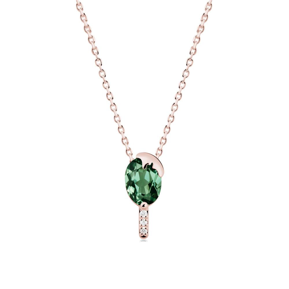 Unique Oval Green Sapphire Necklace - LUO Jewelry #metal_18k rose gold