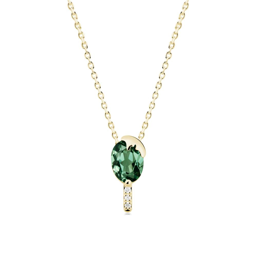 Unique Oval Green Sapphire Necklace - LUO Jewelry #metal_18k yellow gold