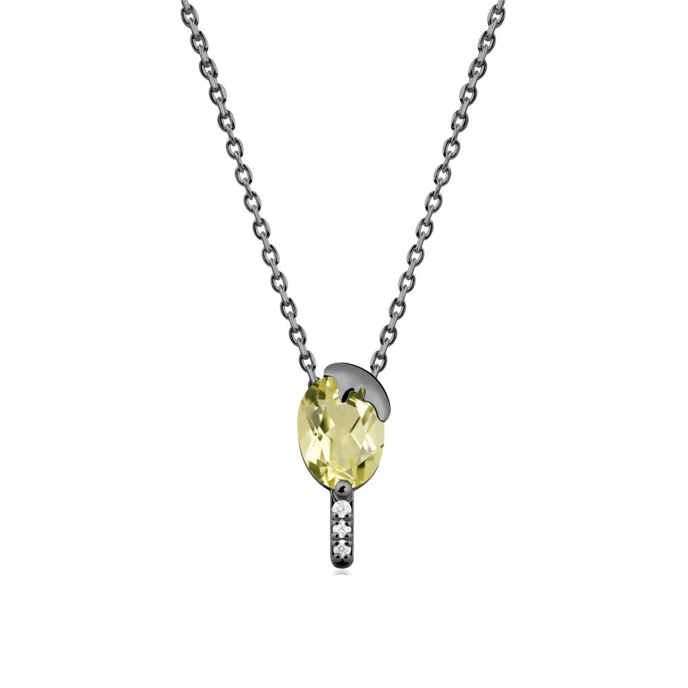 Unique Oval Lemon Quartz Necklace - LUO Jewelry #metal_black finish sterling silver
