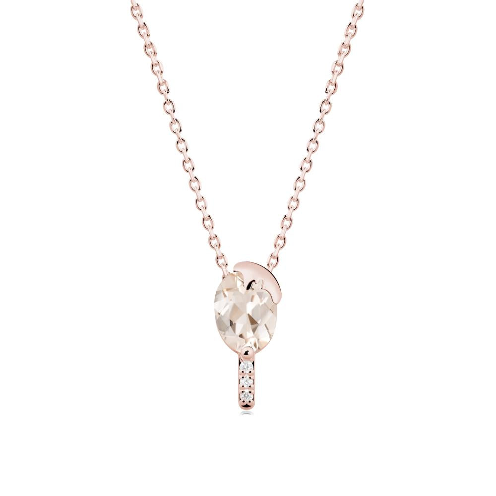 Unique Oval Morganite Necklace - LUO Jewelry #metal_18k rose gold