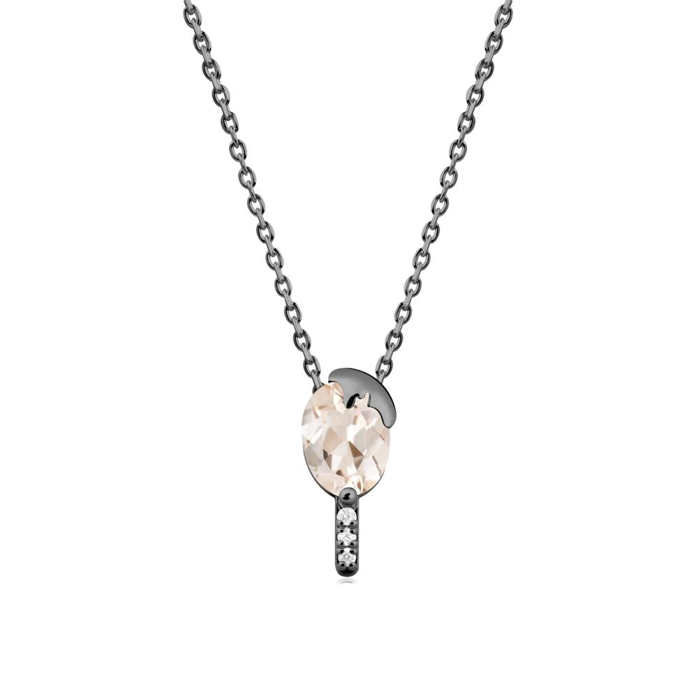 Unique Oval Morganite Necklace - LUO Jewelry #metal_black finish sterling silver