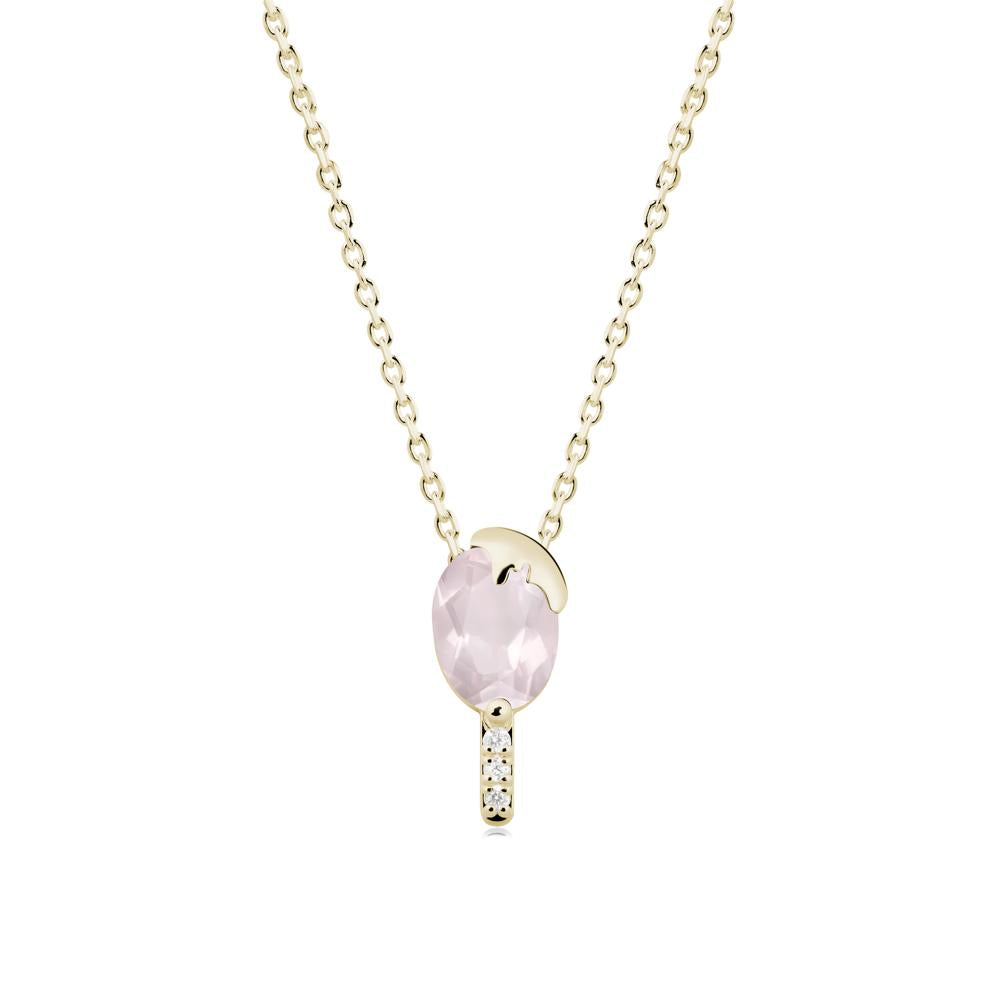 Popsicle Inspired Oval Rose Quartz Pendant - LUO Jewelry #metal_14k yellow gold