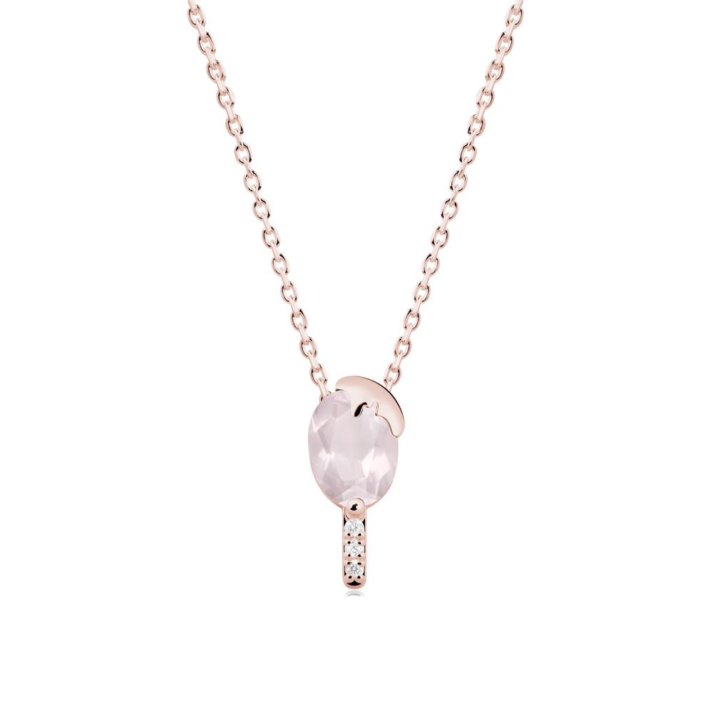 Popsicle Inspired Oval Rose Quartz Pendant - LUO Jewelry #metal_18k rose gold