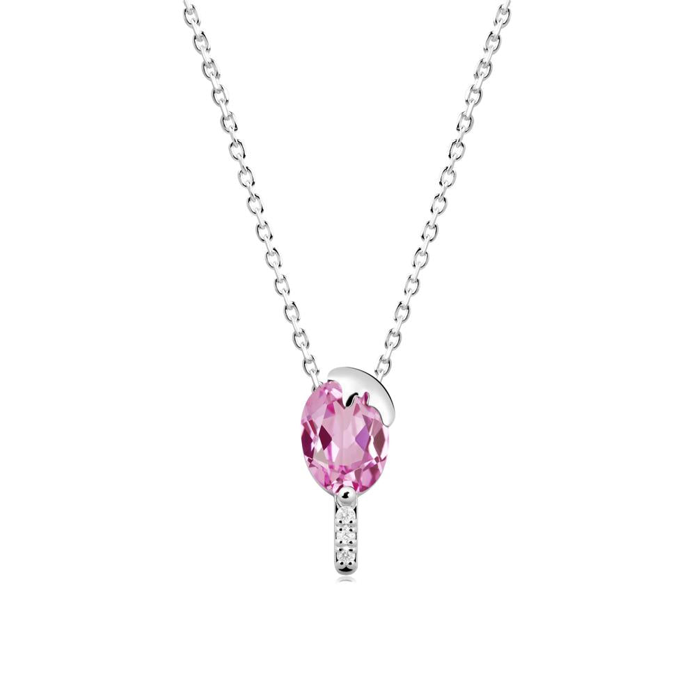 Unique Oval Pink Sapphire Necklace - LUO Jewelry #metal_14k white gold