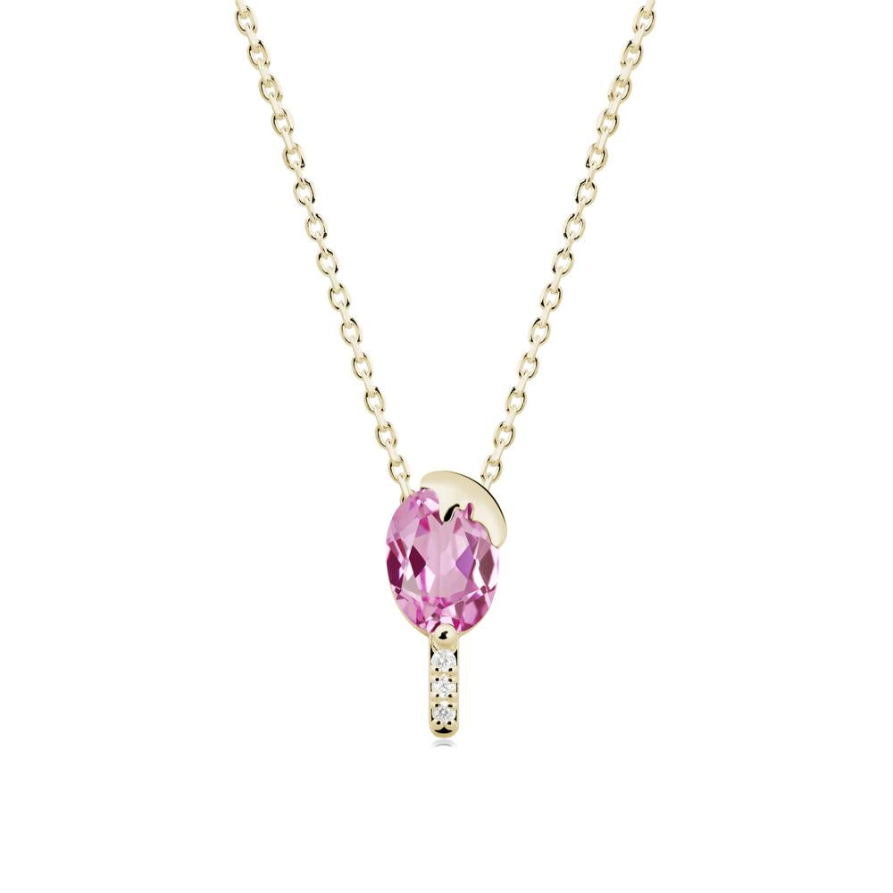 Unique Oval Pink Sapphire Necklace - LUO Jewelry #metal_14k yellow gold