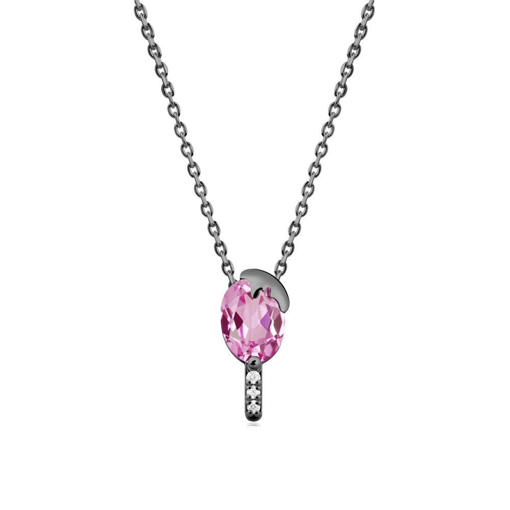 Unique Oval Pink Sapphire Necklace - LUO Jewelry #metal_black finish sterling silver