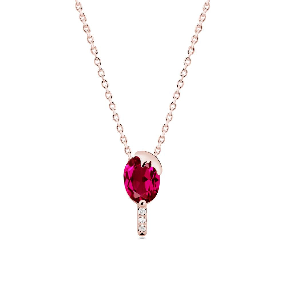 Popsicle Inspired Oval Ruby Pendant - LUO Jewelry #metal_18k rose gold