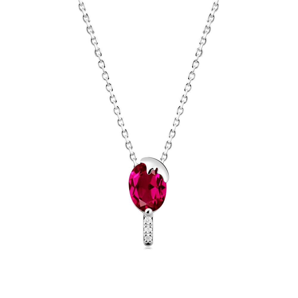 Popsicle Inspired Oval Ruby Pendant - LUO Jewelry #metal_18k white gold