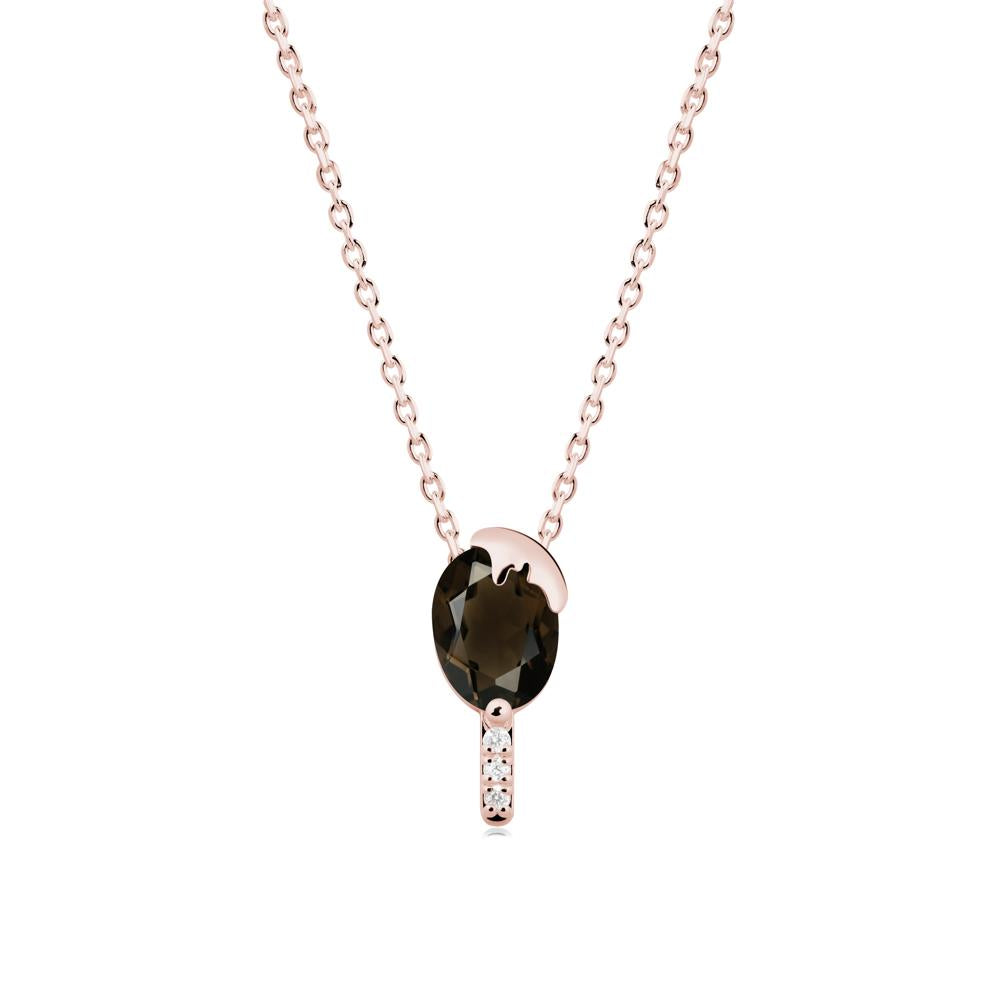 Popsicle Inspired Oval Smoky Quartz Pendant - LUO Jewelry #metal_18k rose gold