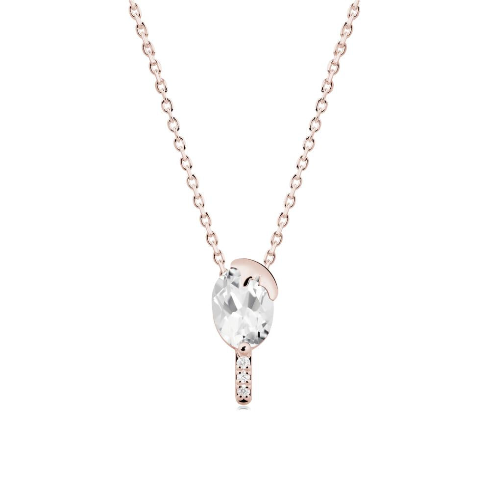 Unique Oval White Topaz Necklace - LUO Jewelry #metal_14k rose gold