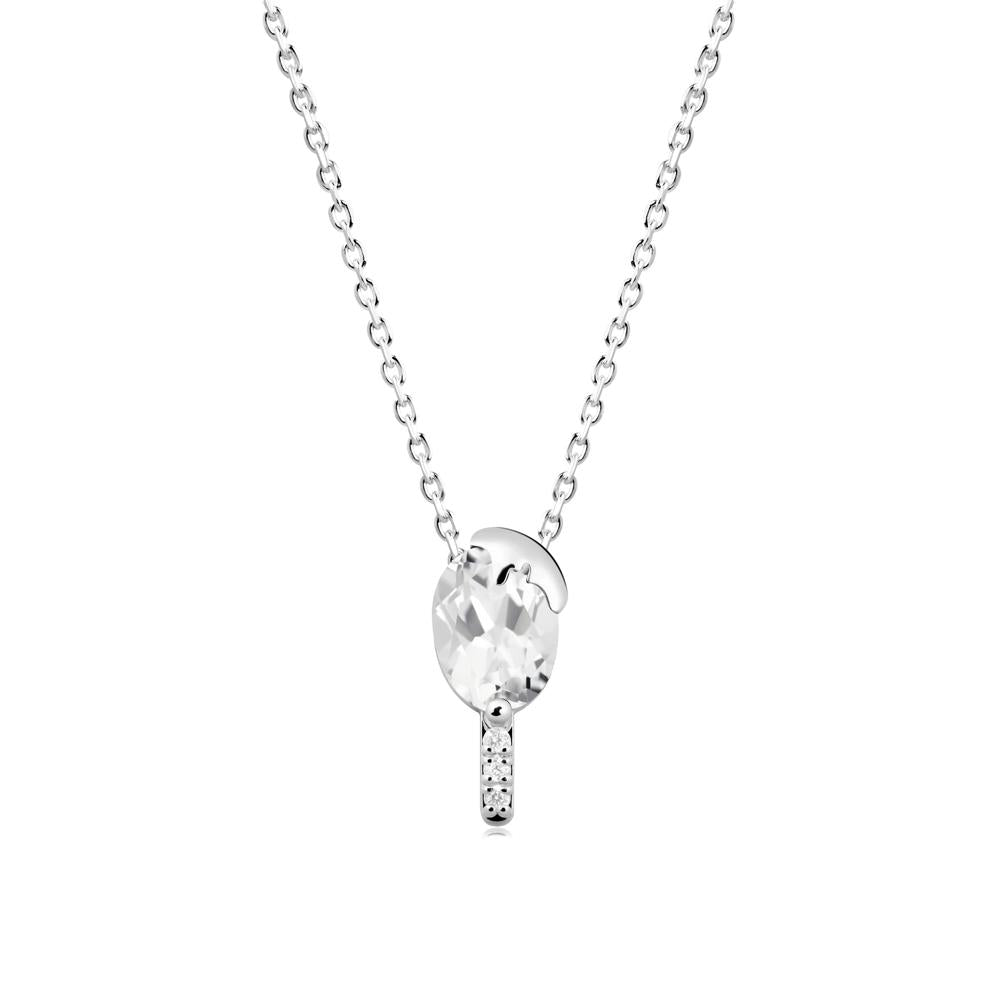 Unique Oval White Topaz Necklace - LUO Jewelry #metal_14k white gold