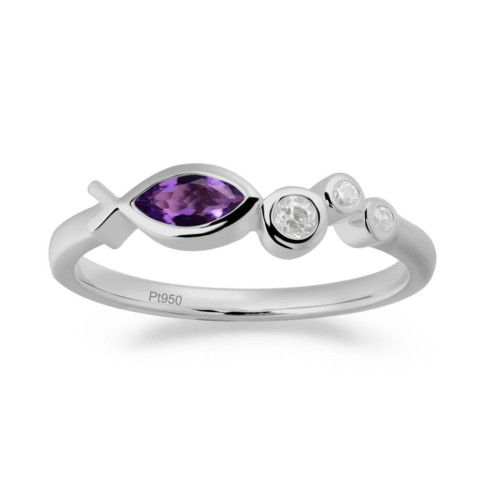 Marquise Amethyst Ichthys Ring - LUO Jewelry #metal_platinum