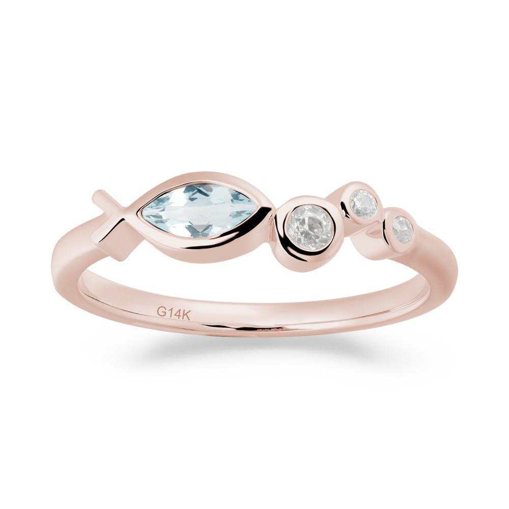 Marquise Aquamarine Ichthys Ring - LUO Jewelry #metal_14k rose gold