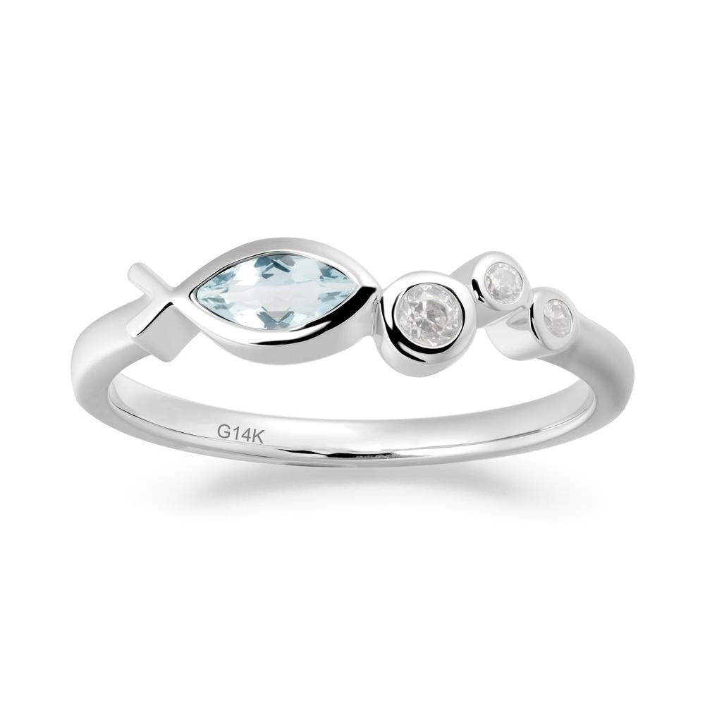 Marquise Aquamarine Ichthys Ring - LUO Jewelry #metal_14k white gold