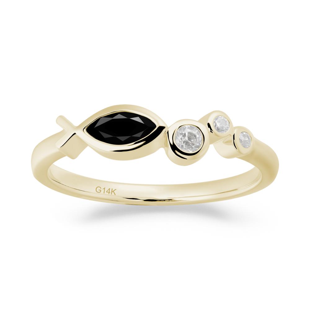 Marquise Black Spinel Ichthys Ring - LUO Jewelry #metal_14k yellow gold
