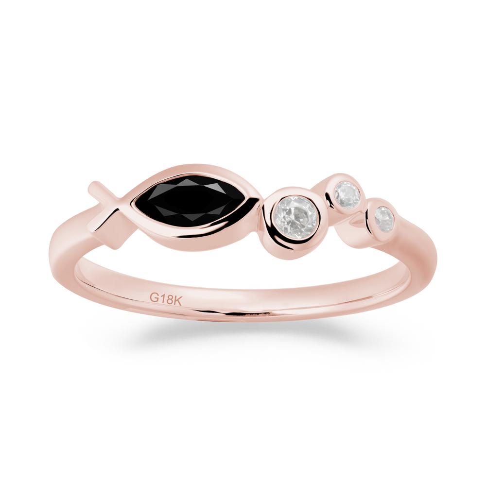 Marquise Black Spinel Ichthys Ring - LUO Jewelry #metal_18k rose gold