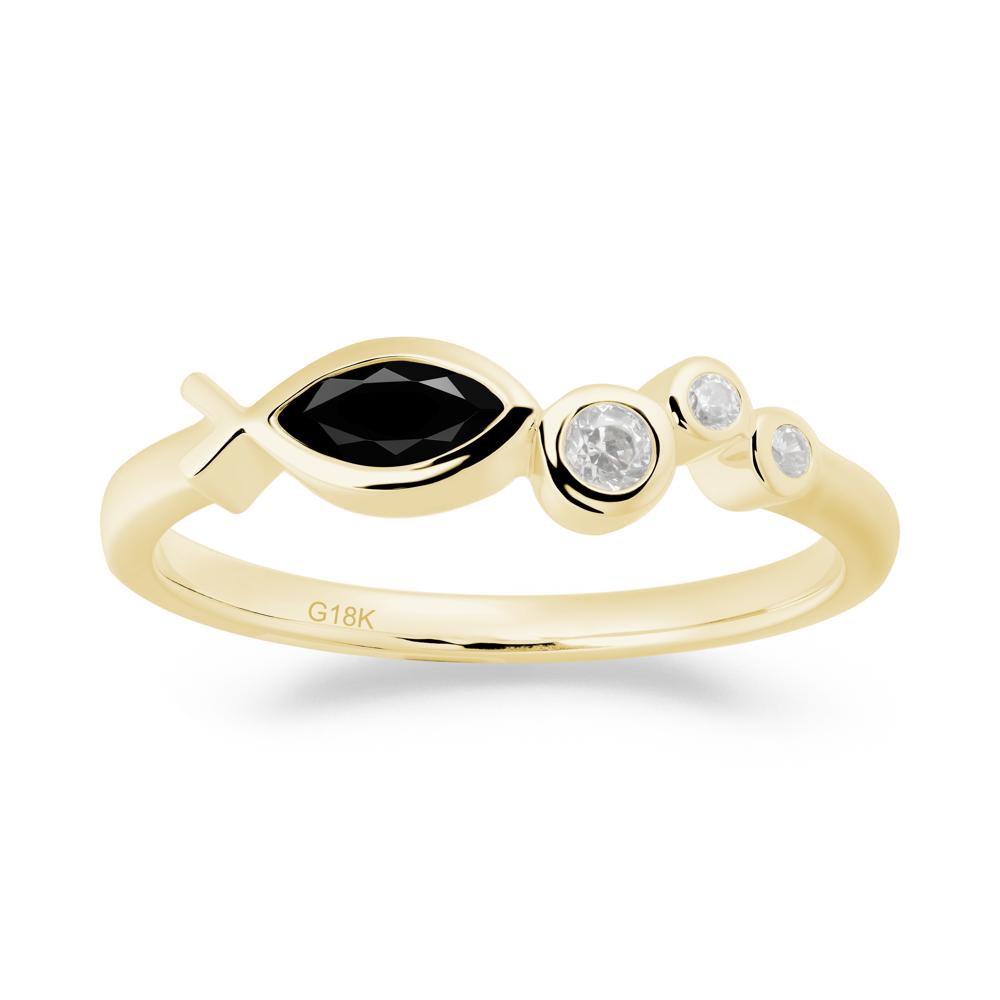 Marquise Black Spinel Ichthys Ring - LUO Jewelry #metal_18k yellow gold