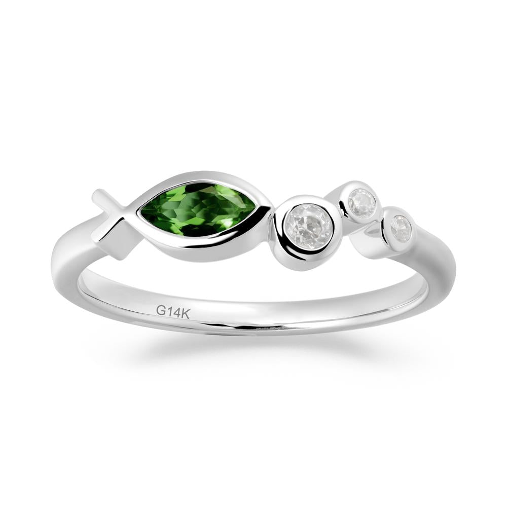 Fish Inspired Diopside Ring - LUO Jewelry #metal_14k white gold