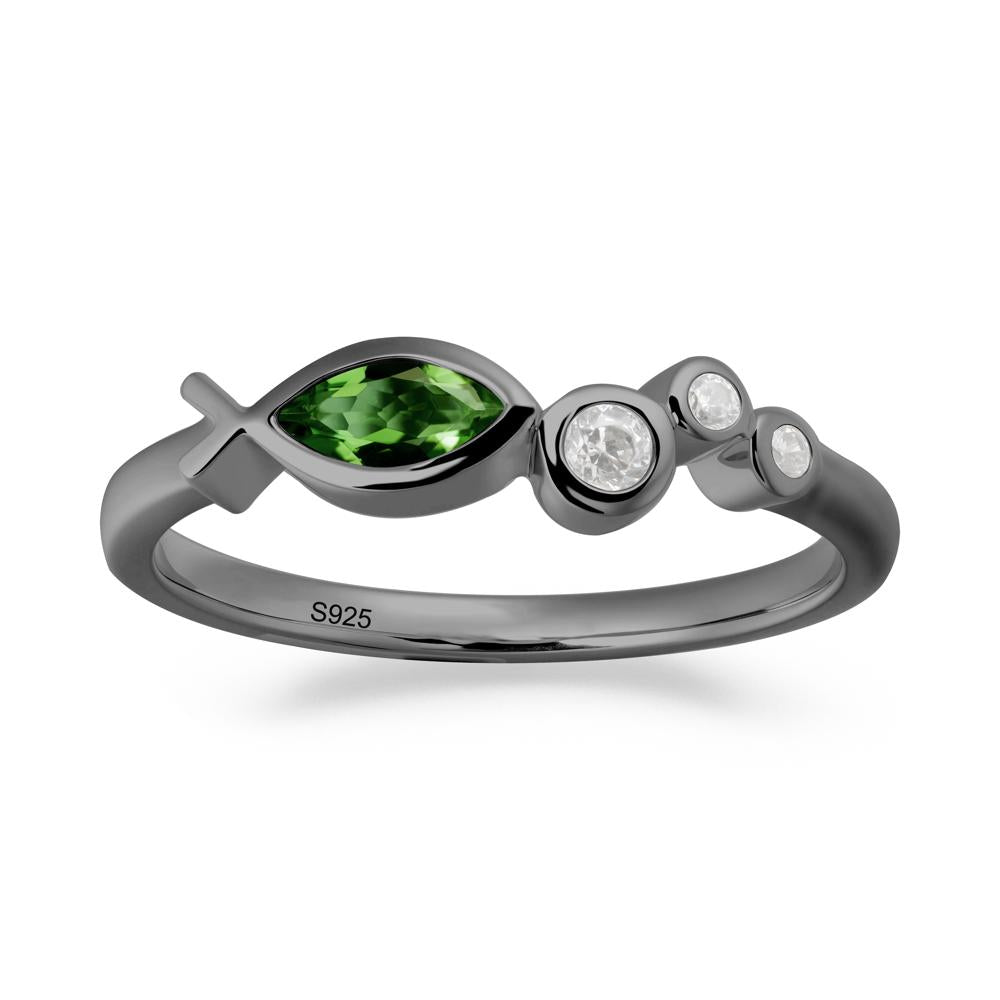 Fish Inspired Diopside Ring - LUO Jewelry #metal_black finish sterling silver