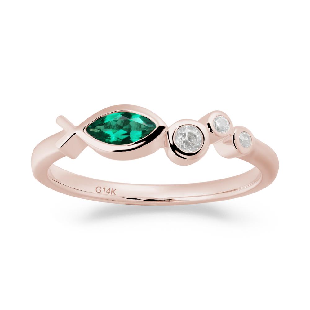 Marquise Emerald Ichthys Ring - LUO Jewelry #metal_14k rose gold