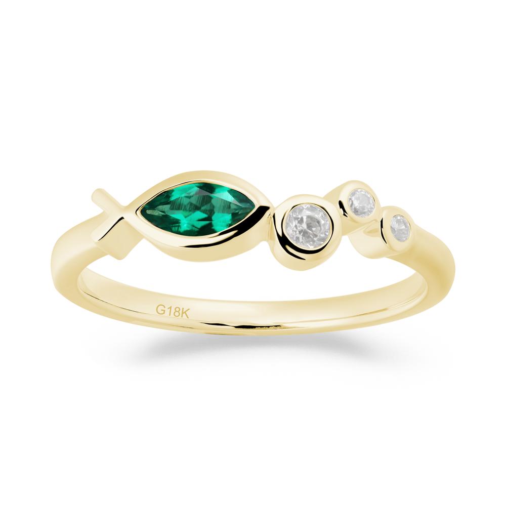 Marquise Emerald Ichthys Ring - LUO Jewelry #metal_18k yellow gold