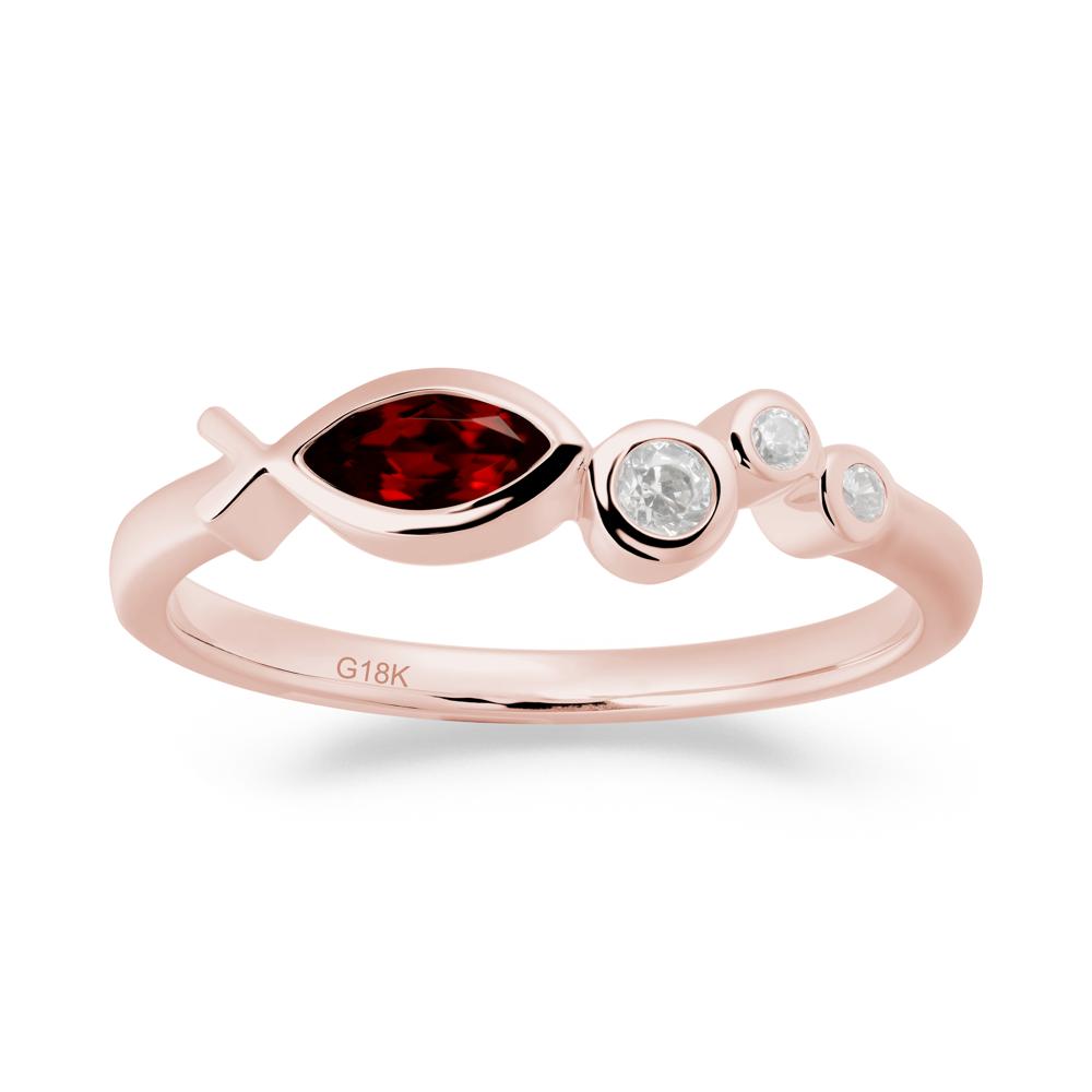 Fish Inspired Garnet Ring - LUO Jewelry #metal_18k rose gold