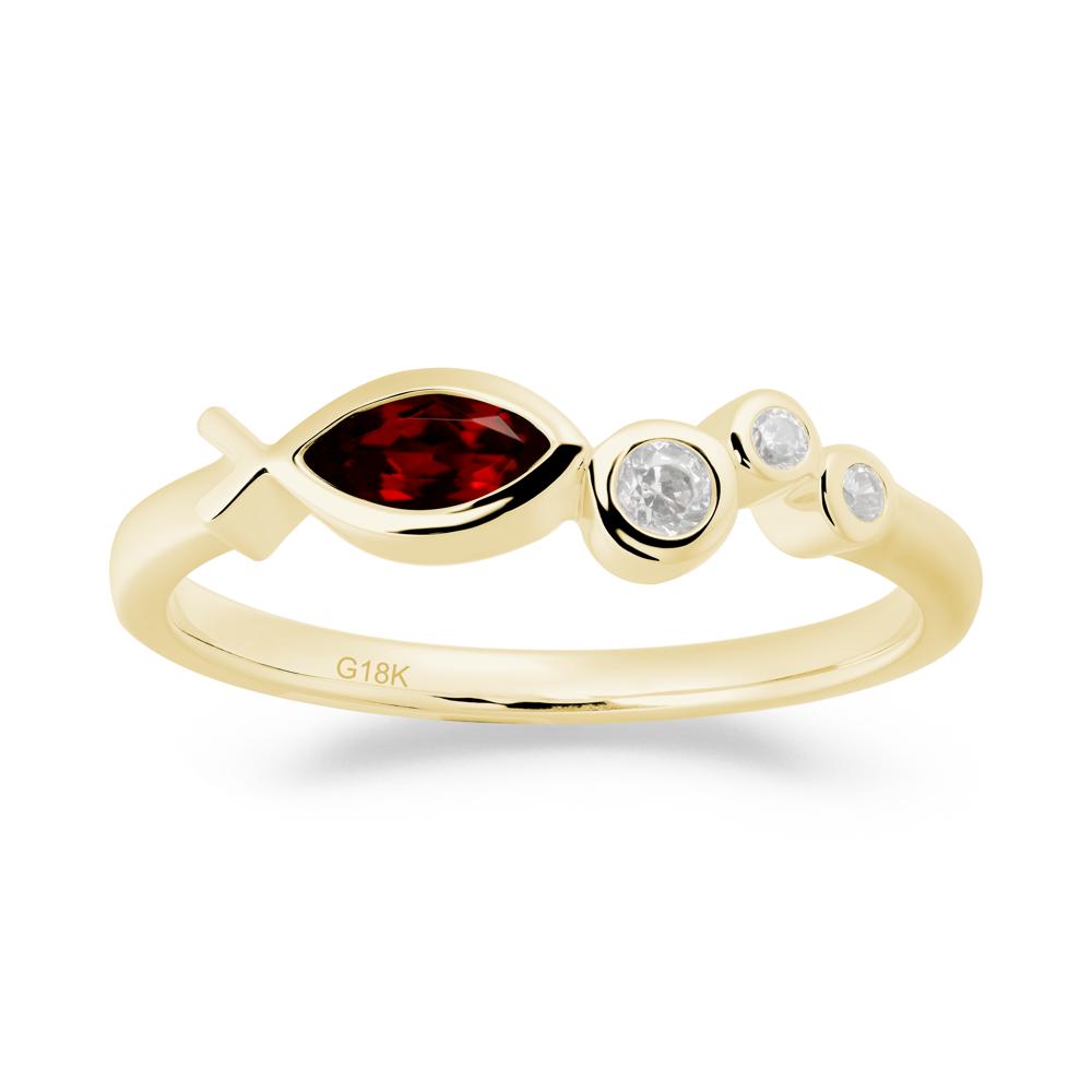 Fish Inspired Garnet Ring - LUO Jewelry #metal_18k yellow gold