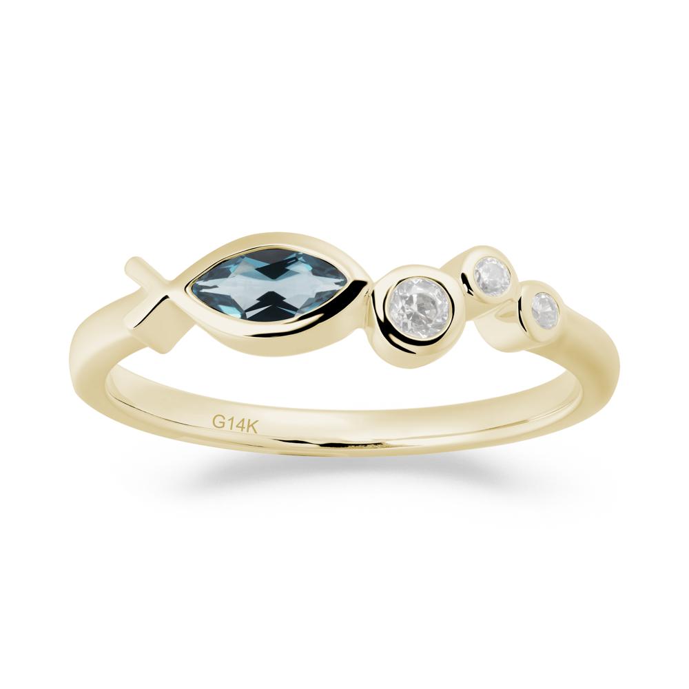Fish Inspired London Blue Topaz Ring - LUO Jewelry #metal_14k yellow gold