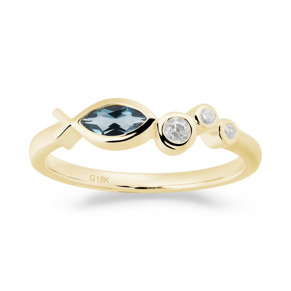 Fish Inspired London Blue Topaz Ring - LUO Jewelry #metal_18k yellow gold