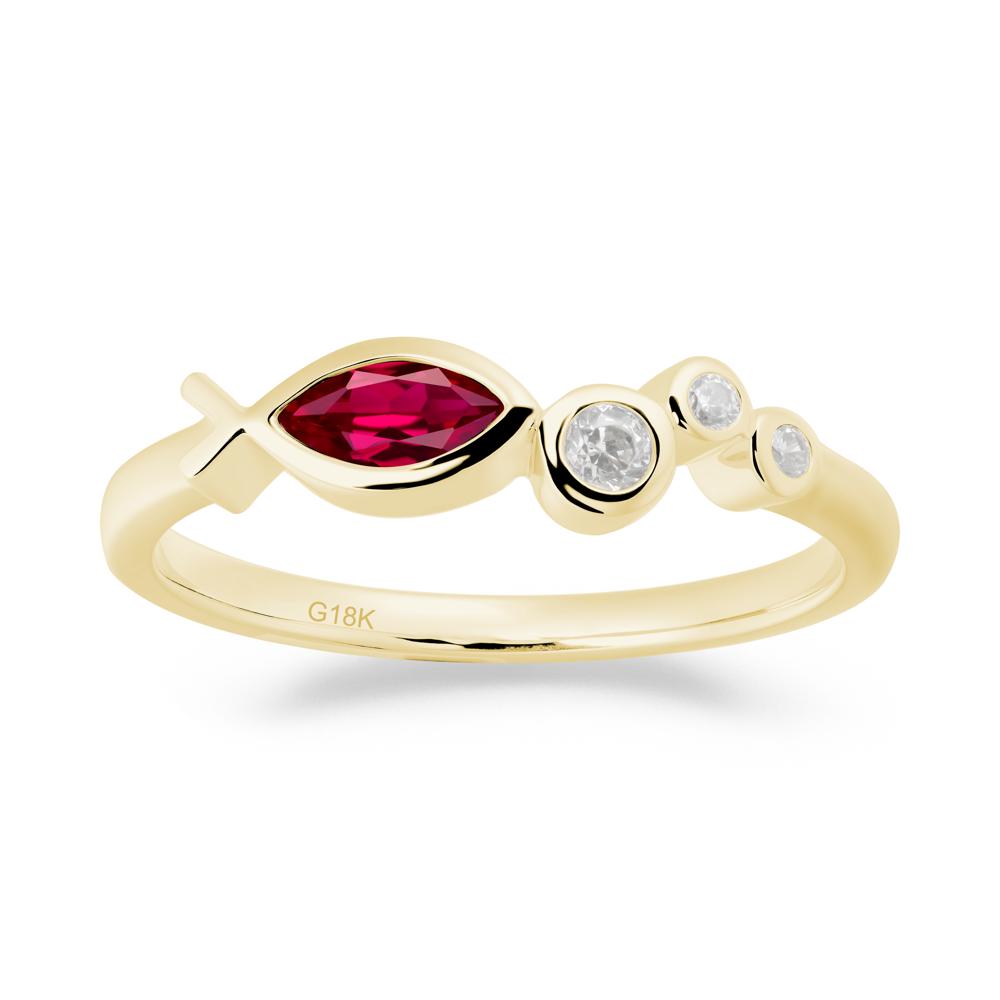 Fish Inspired Ruby Ring - LUO Jewelry #metal_18k yellow gold