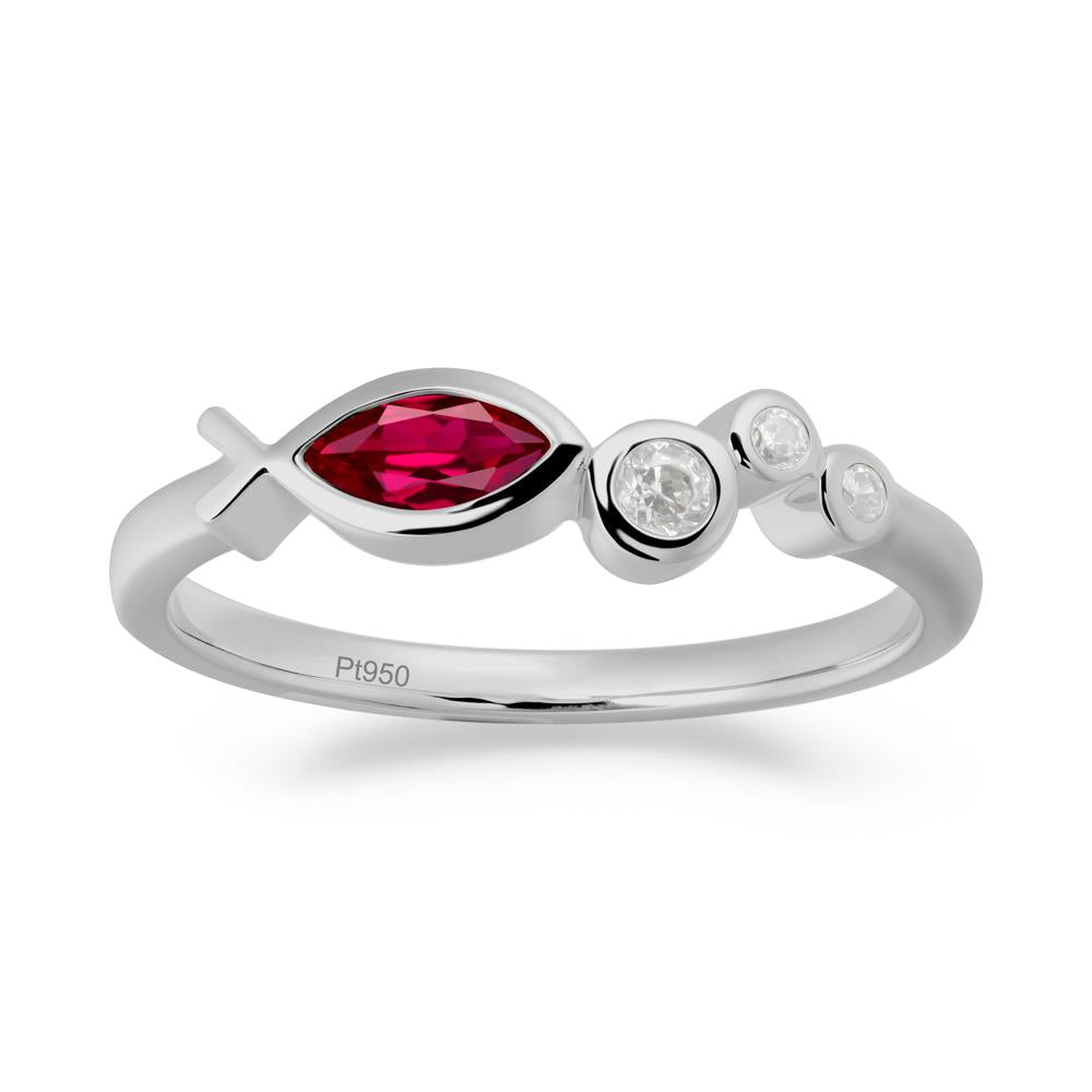 Fish Inspired Ruby Ring - LUO Jewelry #metal_platinum