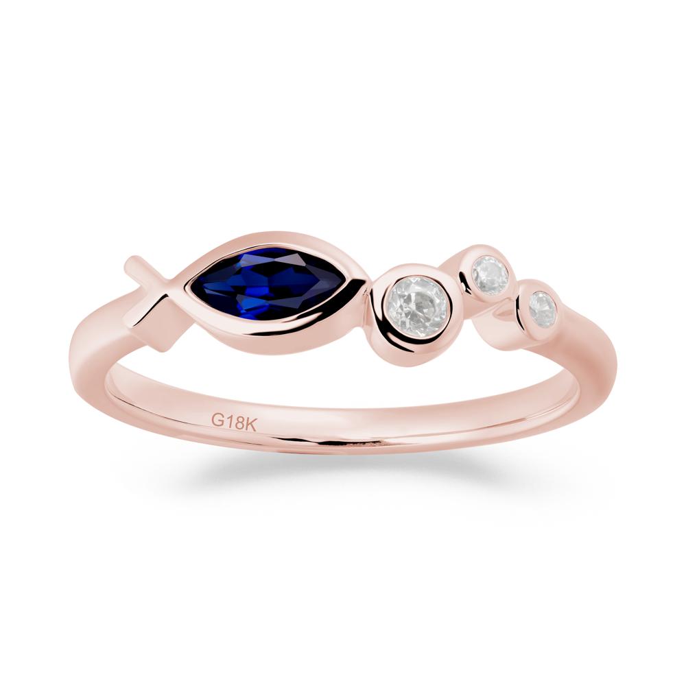 Marquise Sapphire Ichthys Ring - LUO Jewelry #metal_18k rose gold