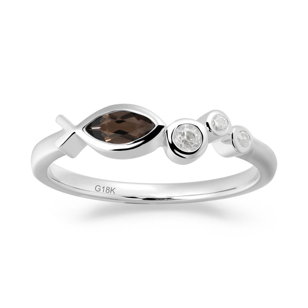 Fish Inspired Smoky Quartz Ring - LUO Jewelry #metal_18k white gold