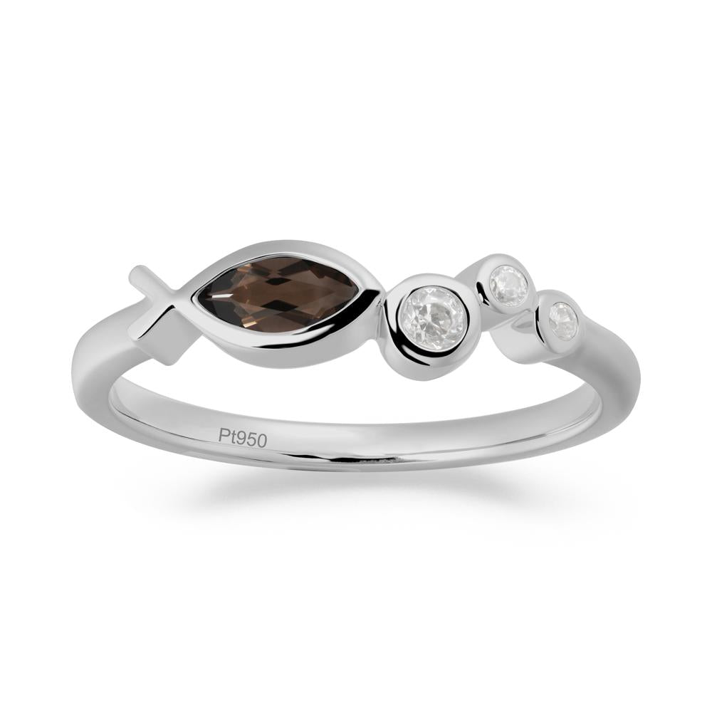 Fish Inspired Smoky Quartz Ring - LUO Jewelry #metal_platinum