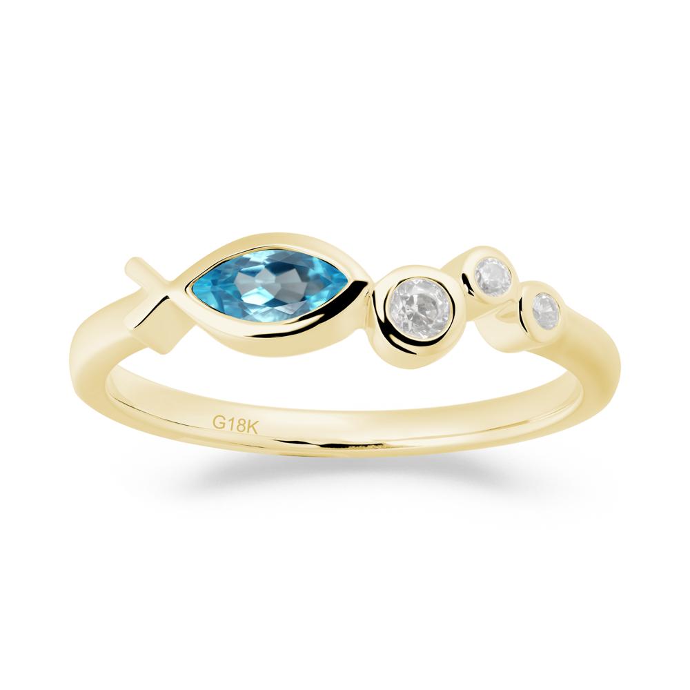 Marquise Swiss Blue Topaz Ichthys Ring - LUO Jewelry #metal_18k yellow gold