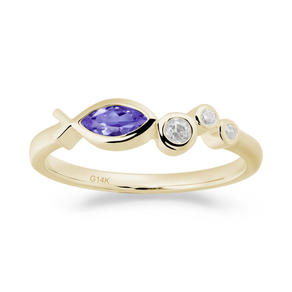Marquise Tanzanite Ichthys Ring - LUO Jewelry #metal_14k yellow gold