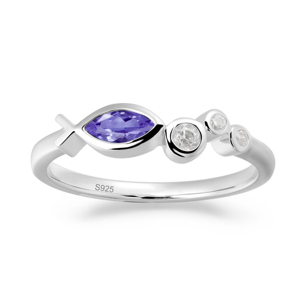 Marquise Tanzanite Ichthys Ring - LUO Jewelry #metal_sterling silver