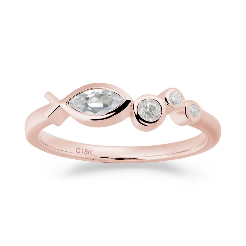Fish Inspired White Topaz Ring - LUO Jewelry #metal_18k rose gold