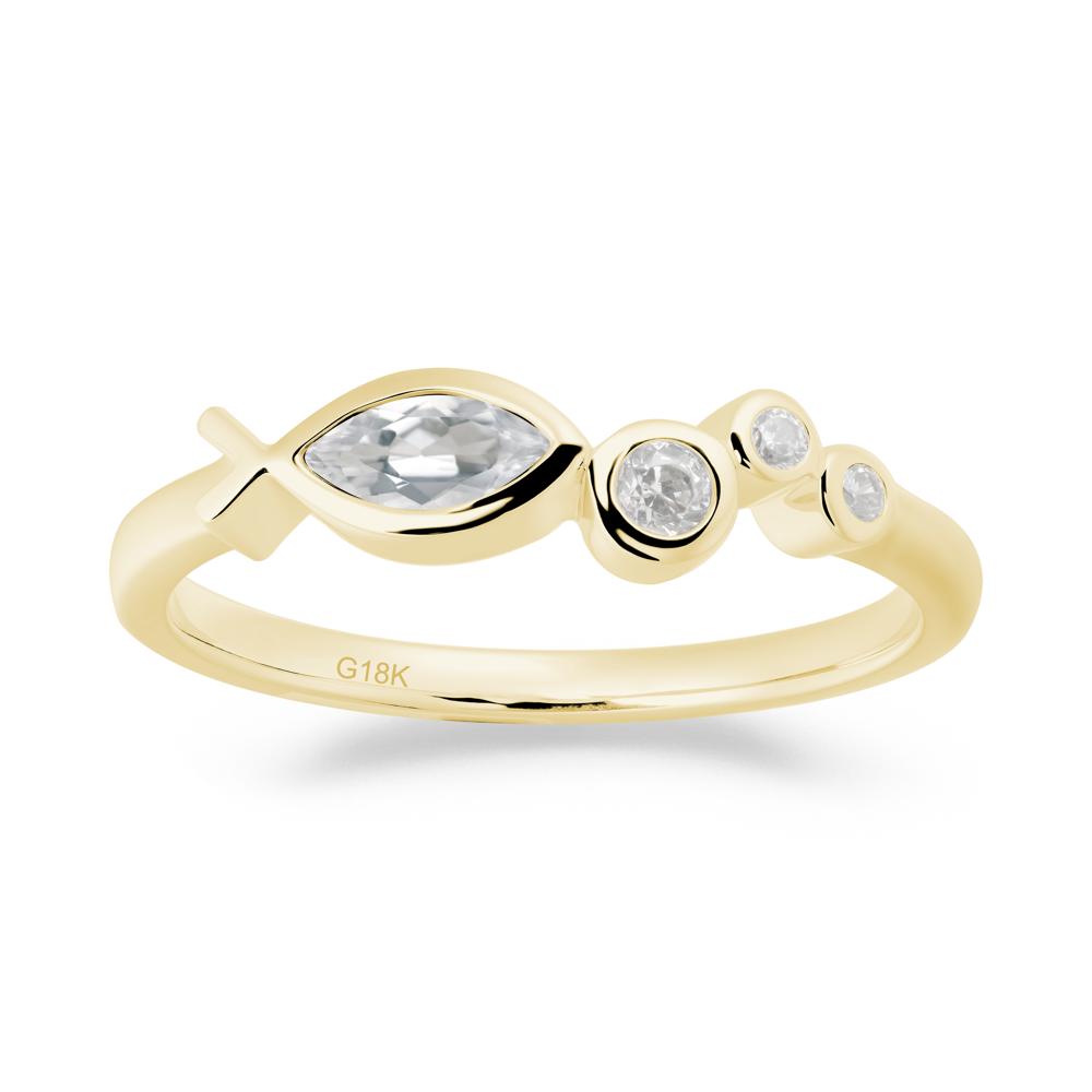 Fish Inspired White Topaz Ring - LUO Jewelry #metal_18k yellow gold