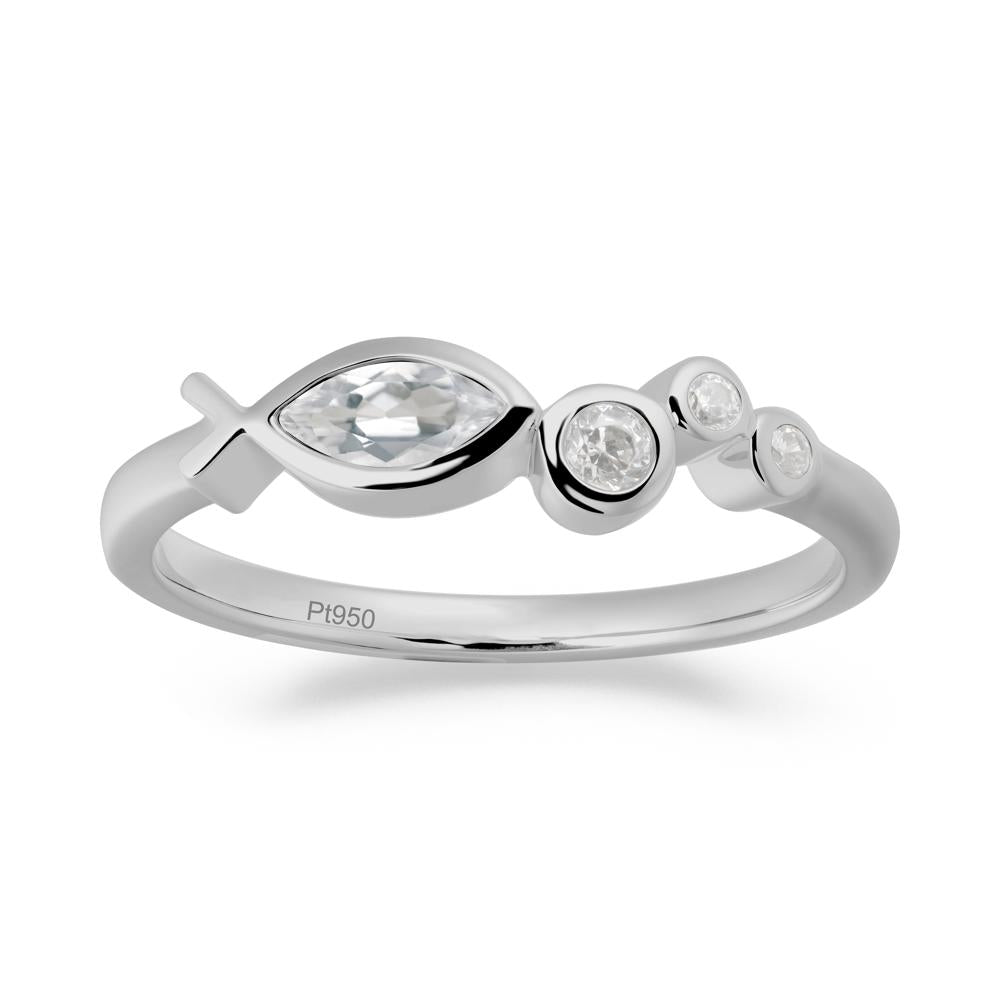 Fish Inspired White Topaz Ring - LUO Jewelry #metal_platinum