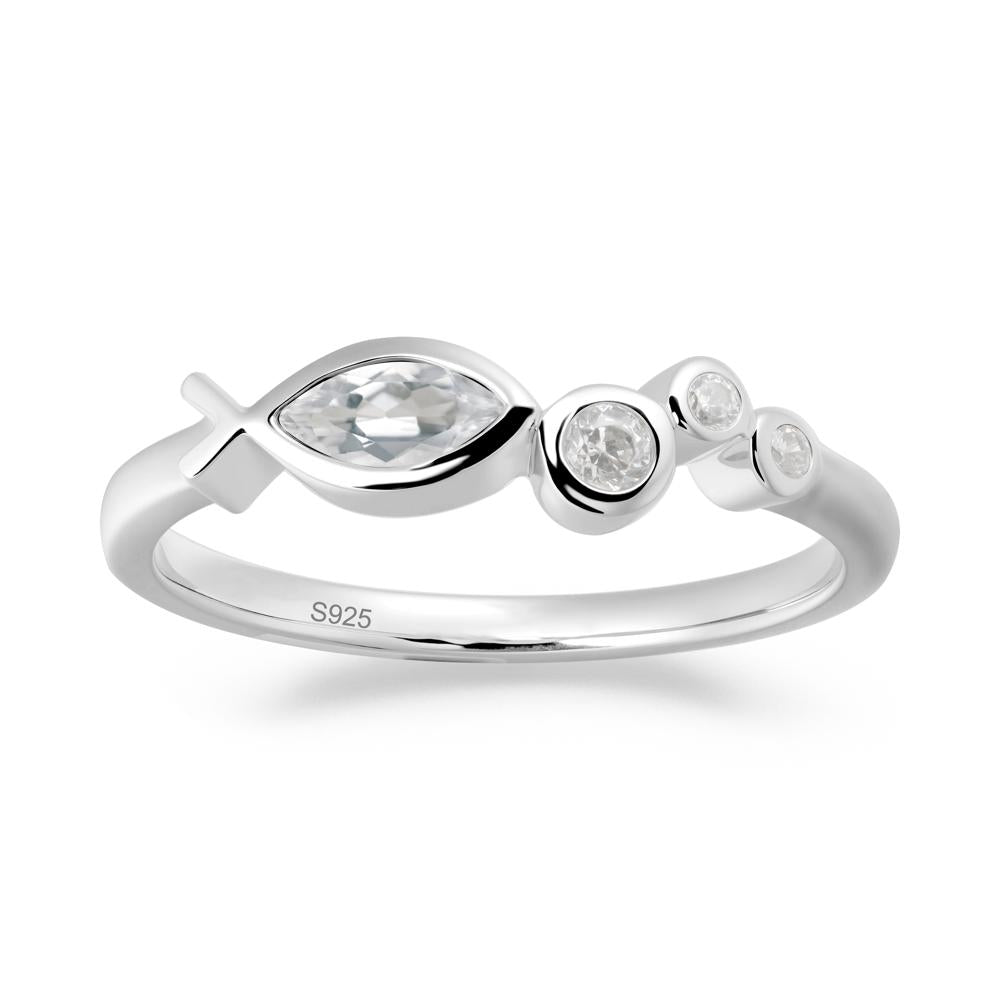 Fish Inspired White Topaz Ring - LUO Jewelry #metal_sterling silver