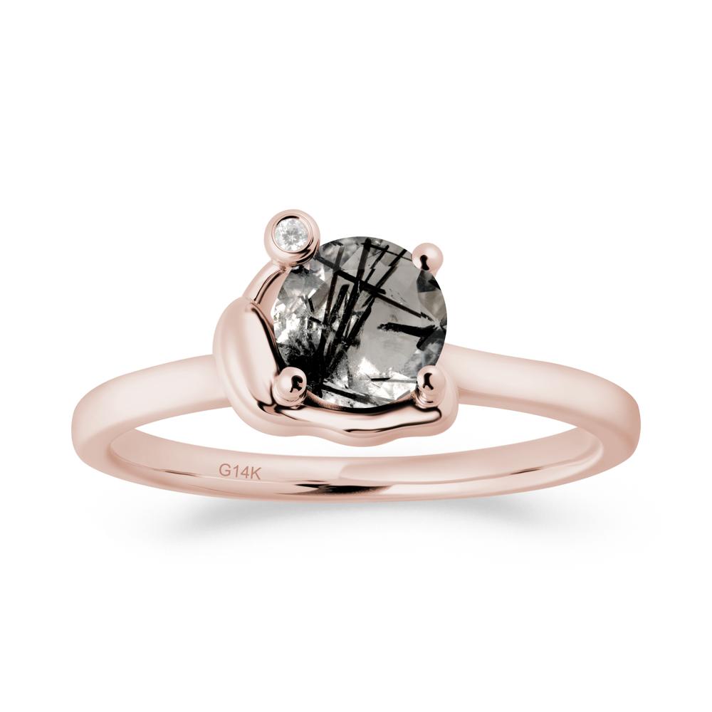 Snail Inspired Black Rutilated Quartz Ring - LUO Jewelry #metal_14k rose gold