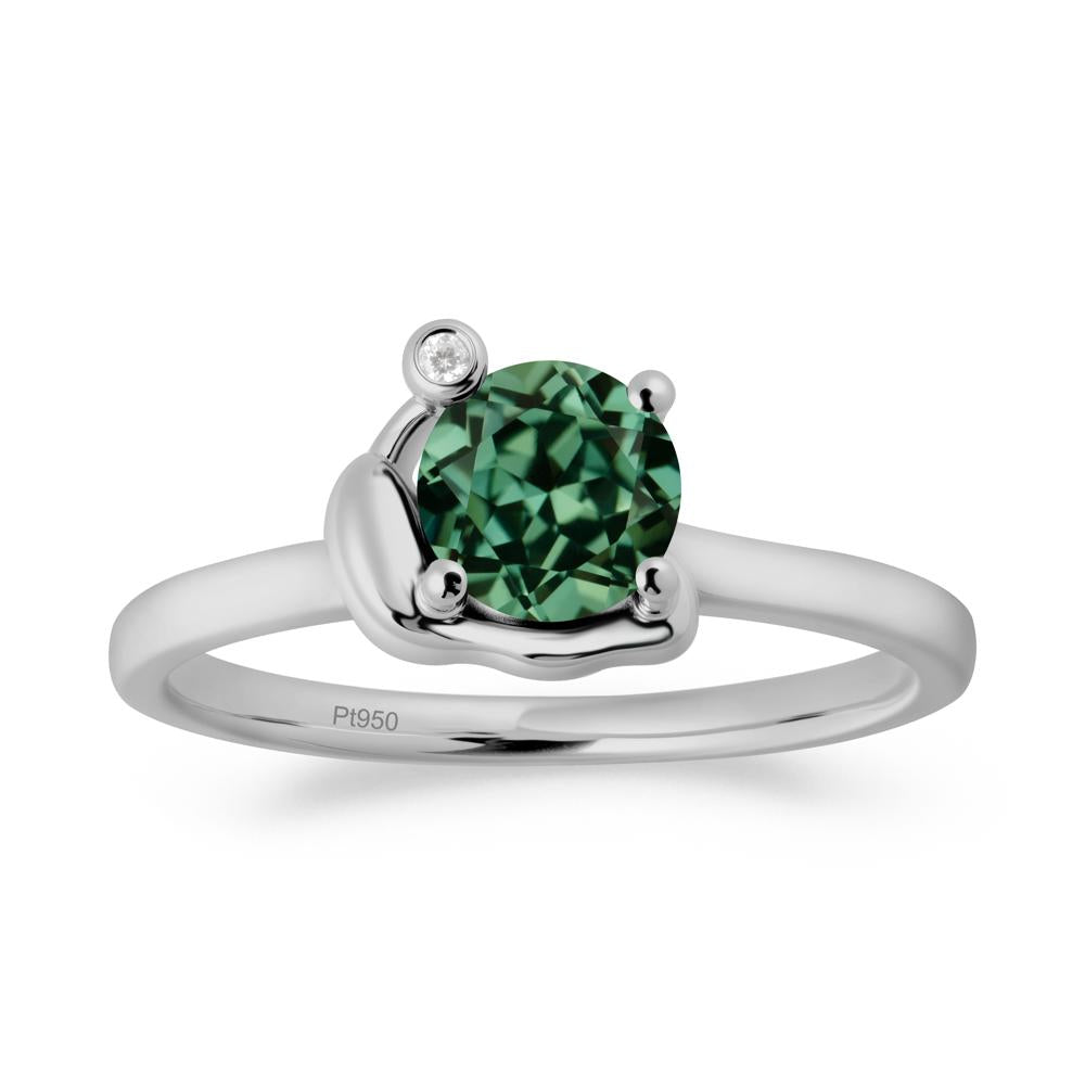 Minimalist Snail Inspired Green Sapphire Ring - LUO Jewelry #metal_platinum
