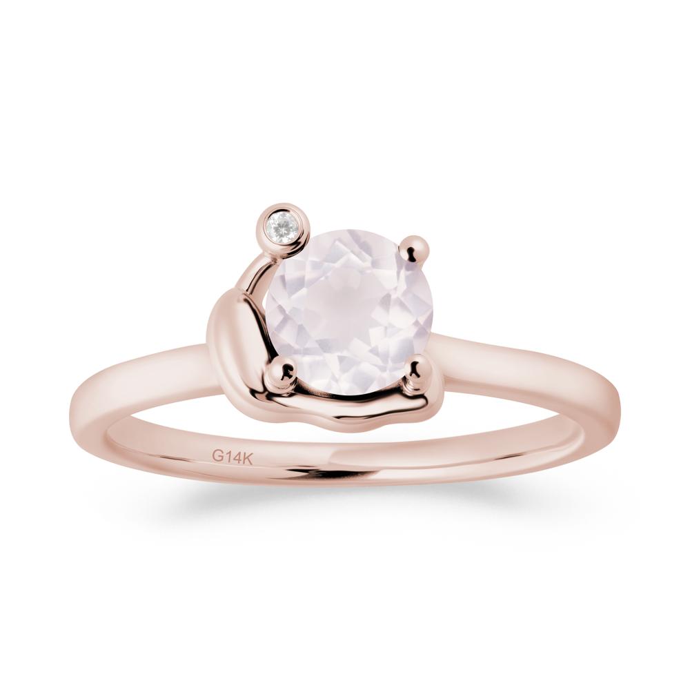 Minimalist Snail Inspired Rose Quartz Ring - LUO Jewelry #metal_14k rose gold