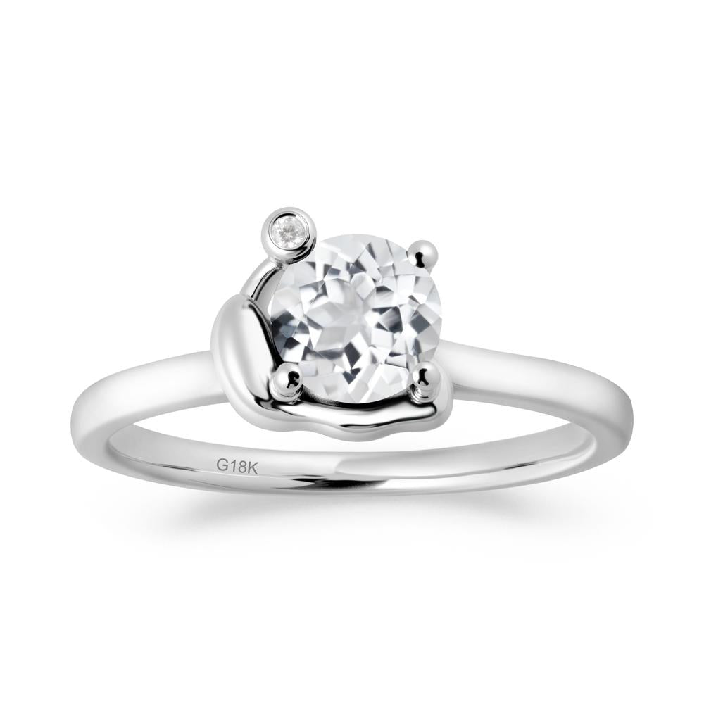 Snail Inspired White Topaz Ring - LUO Jewelry #metal_18k white gold