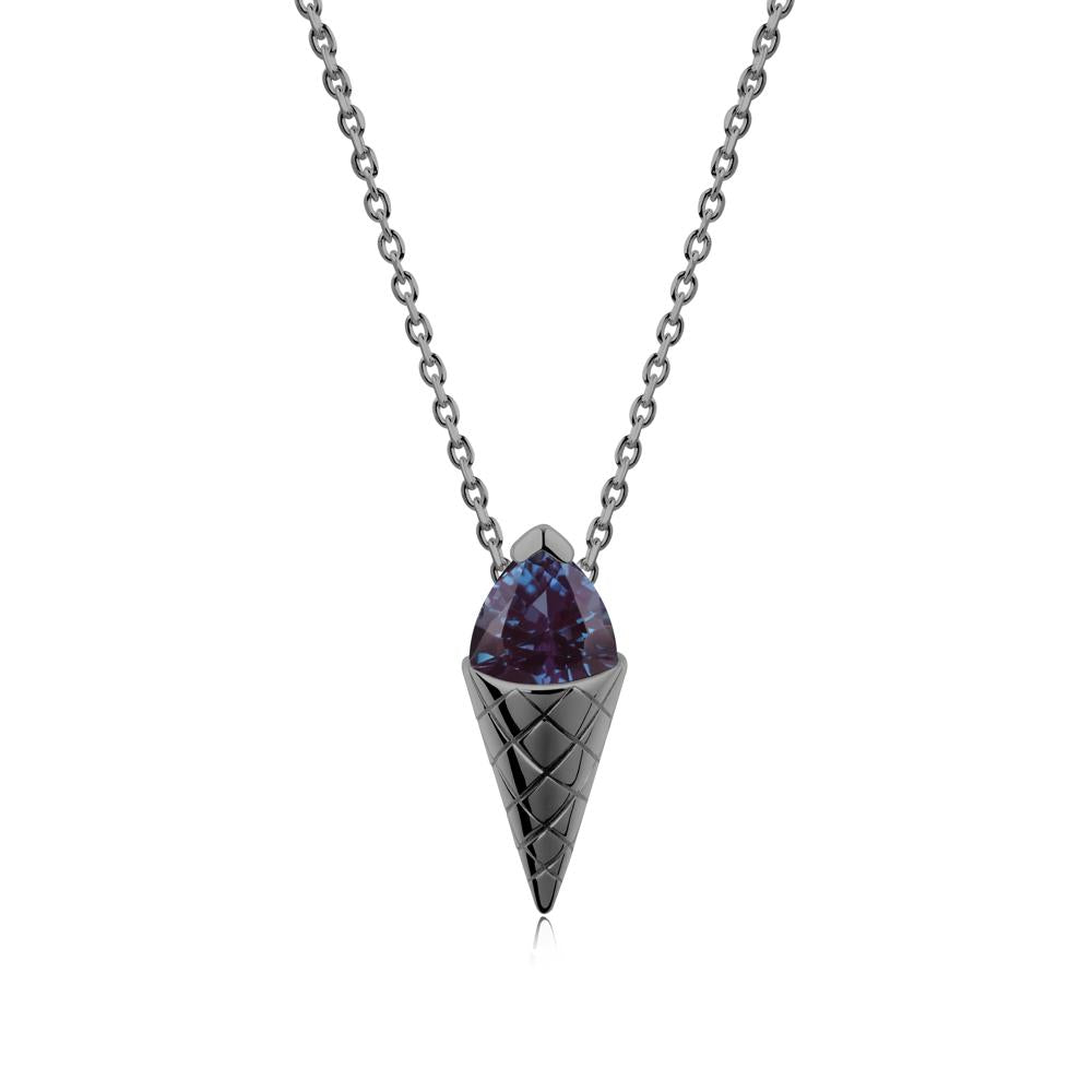 Creative Trillion Cut Alexandrite Necklace - LUO Jewelry #metal_black finish sterling silver