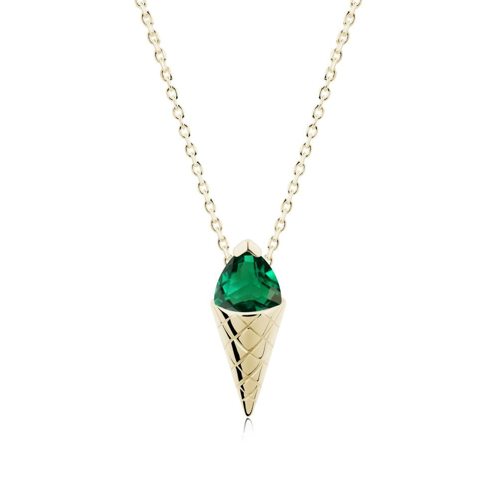 Creative Trillion Cut Emerald Necklace - LUO Jewelry #metal_14k yellow gold
