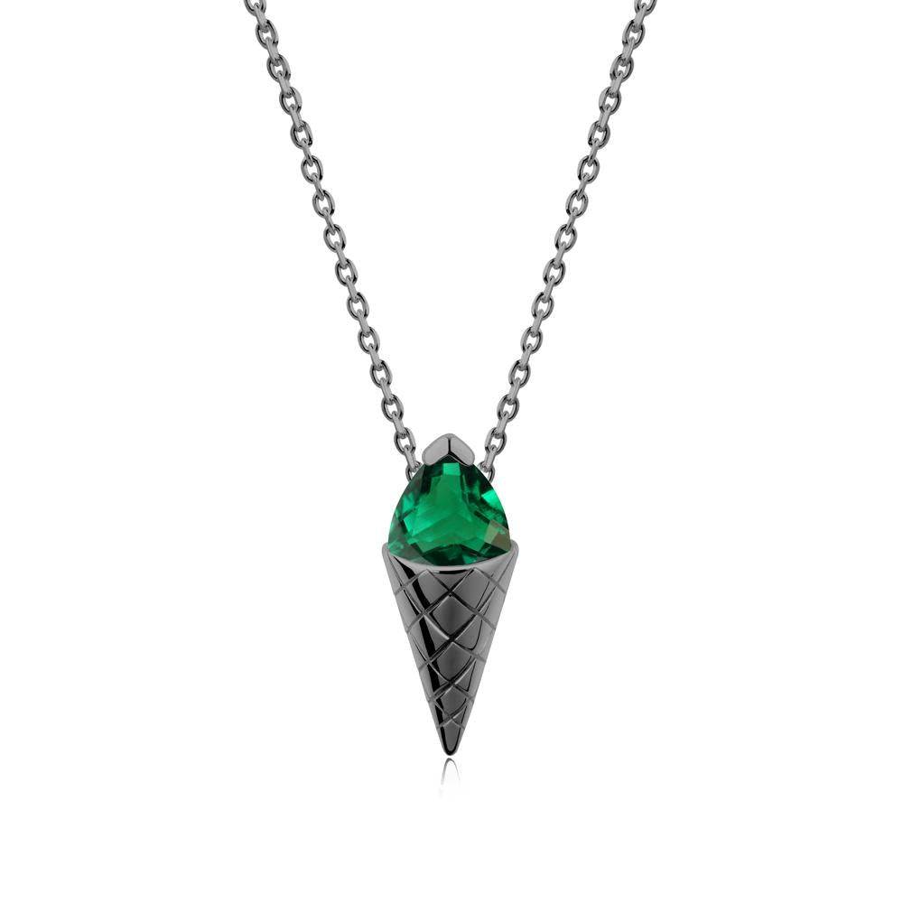 Creative Trillion Cut Emerald Necklace - LUO Jewelry #metal_black finish sterling silver