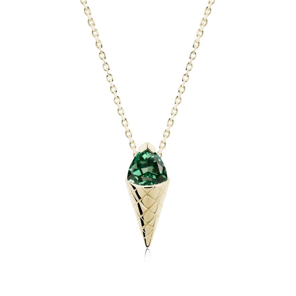 Creative Trillion Cut Green Sapphire Necklace - LUO Jewelry #metal_14k yellow gold