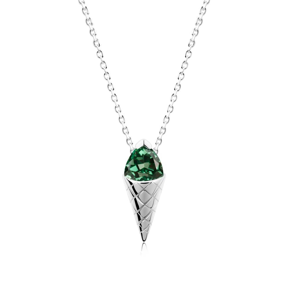 Creative Trillion Cut Green Sapphire Necklace - LUO Jewelry #metal_18k white gold